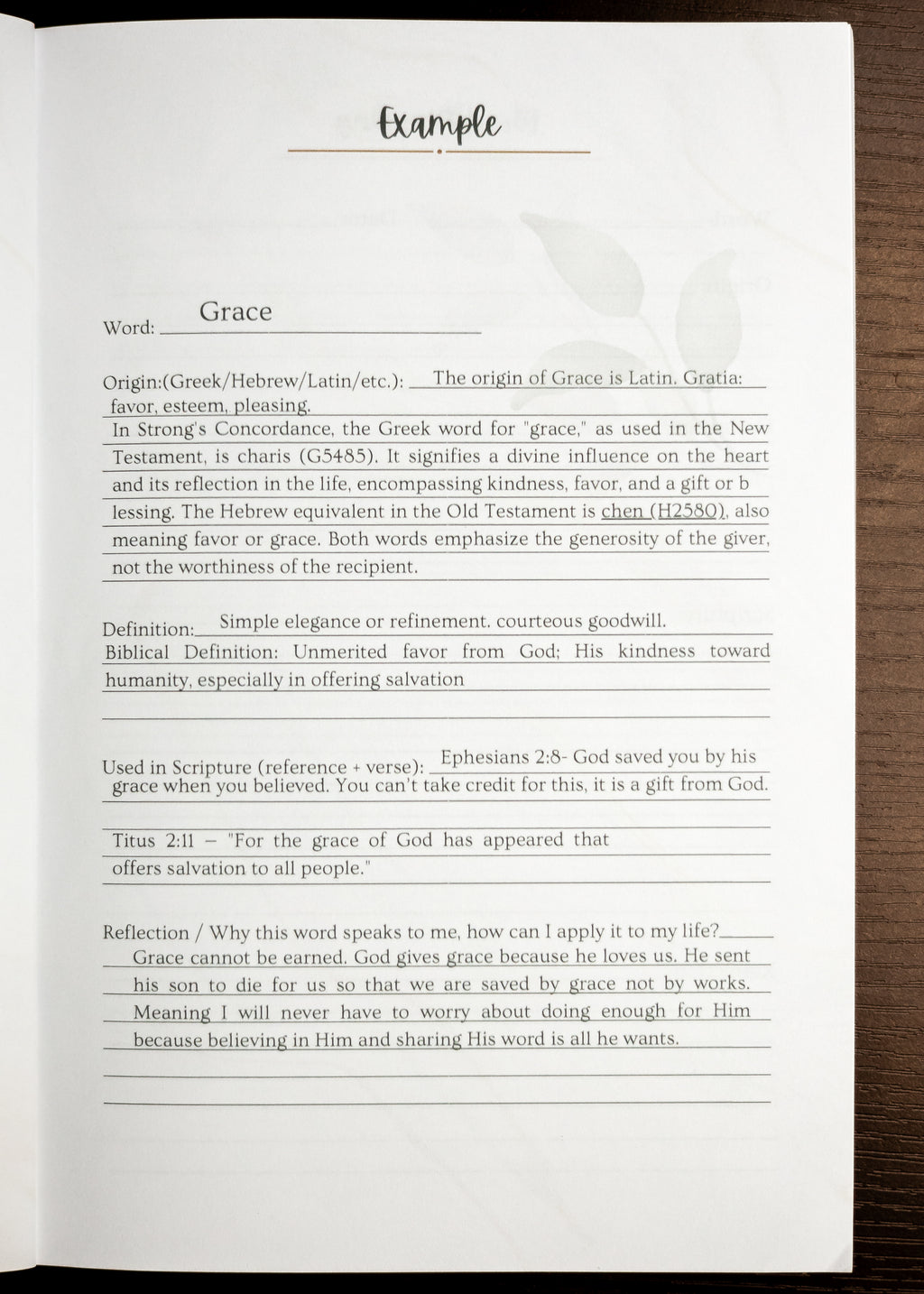 Christian Word Mapping Journal